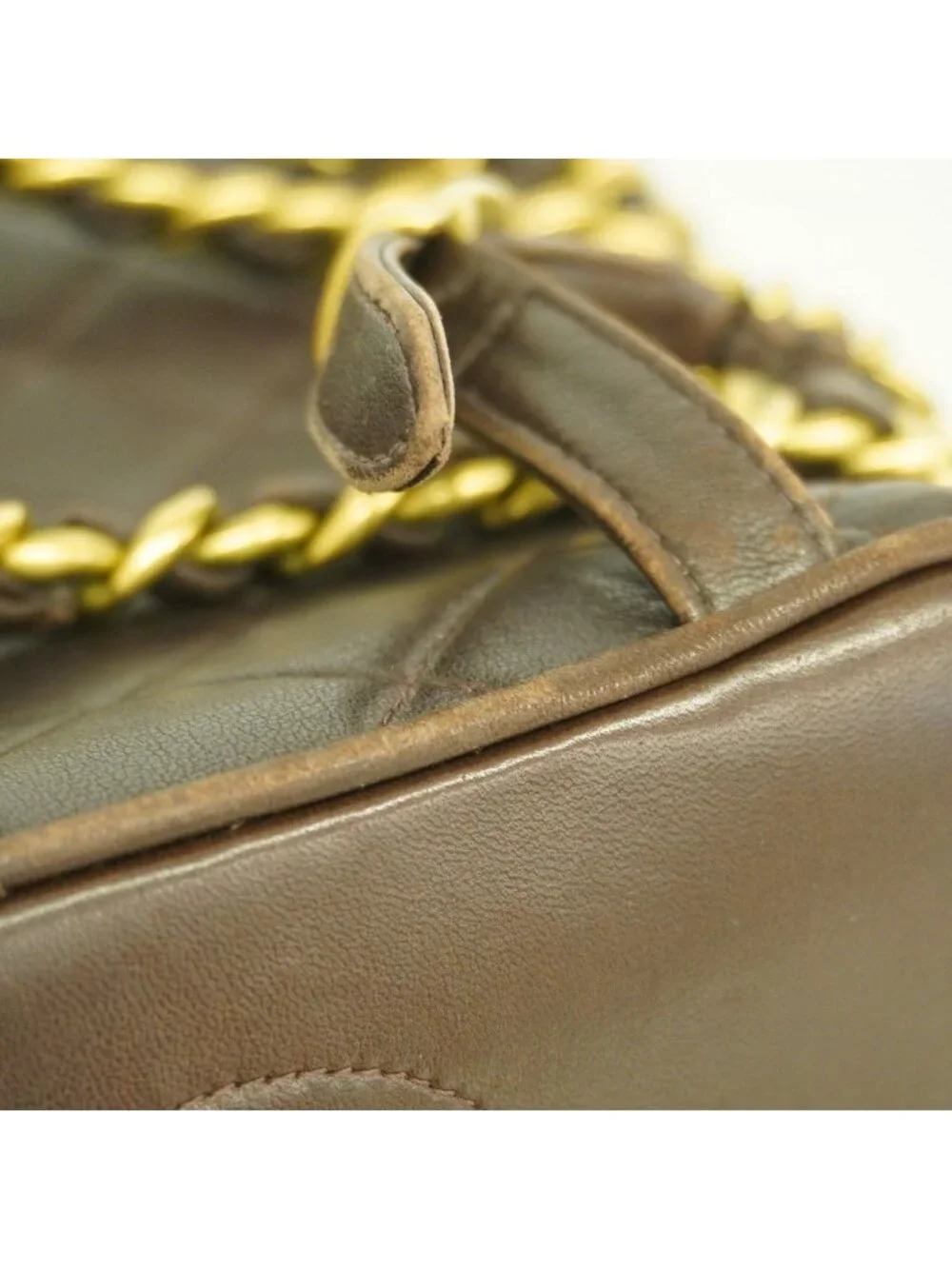 Chanel Backpack Quilted Lambskin Brown Gold